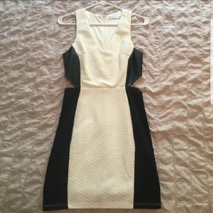 🚫SOLD🚫 White & Black w/ Leather Cut-Out Dress